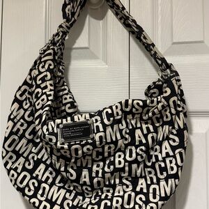 Marc by Marc Jacobs Black and Cream Logo Hobo Bag
